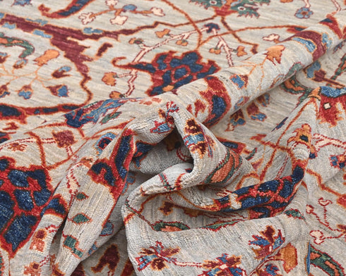 9x12 Gray Aryana Afghan Hand Knotted Veg Dye Wool Area Rug